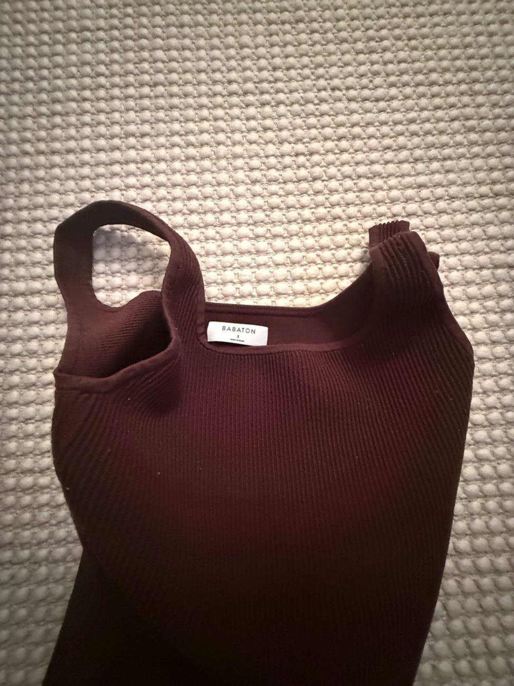 Babaton Ribbed Tank in Burgundy